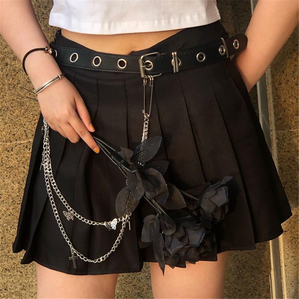 Thắt lưng Nam nữ Unisex CHAIN xích nhiều lỗ tròn - Dây nịt lỗ tròn 1 hàng kèm Chain xích 3 kiểu treo quần.
