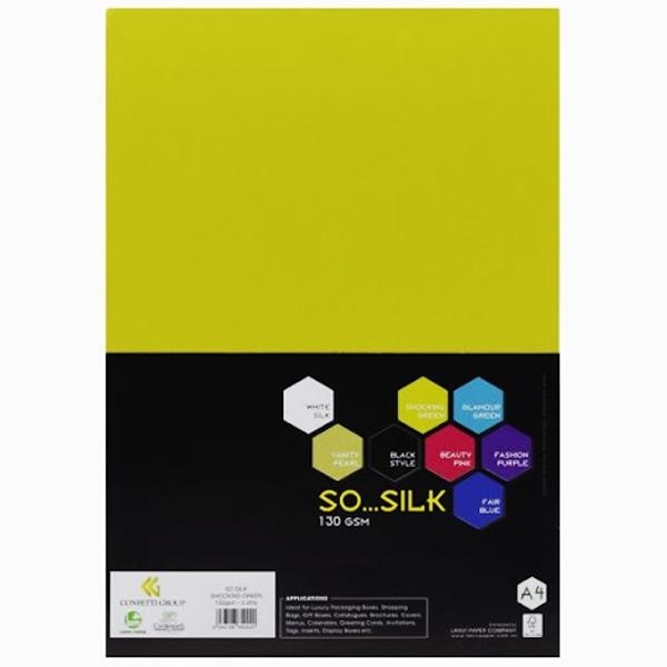 Giấy Bìa Màu So Silk 130gsm - Lanvi Paper - Màu Shocking Green (5 Tờ)