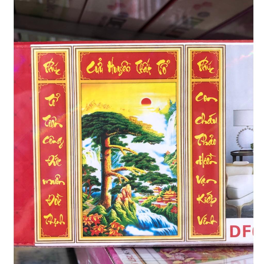 Tranh ĐÍNH ĐÁ CỬU HUYỀN THẤT TỔ. Kích Thước: 50cm x1m15 - 65cm x 1m15