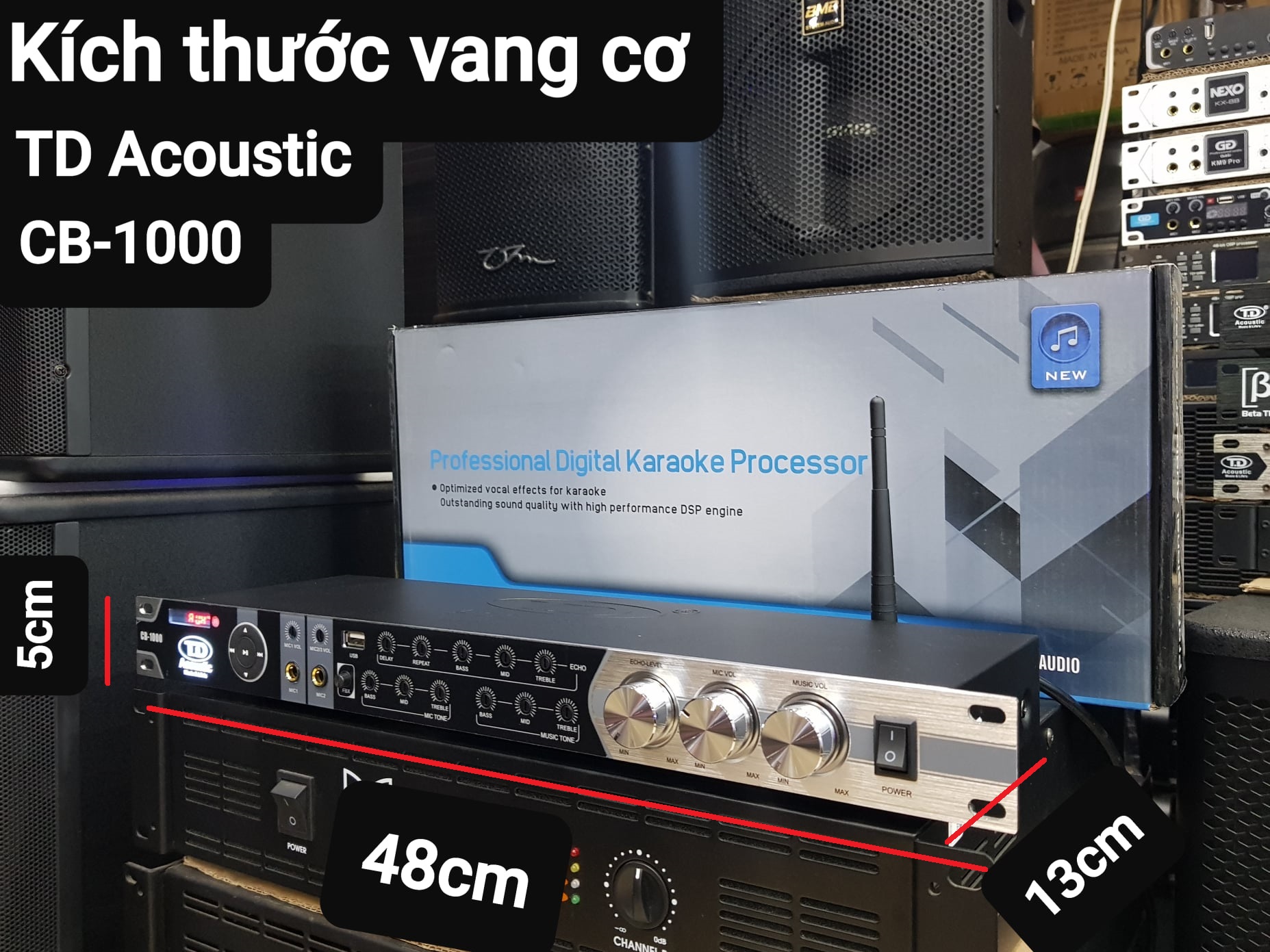 Vang cơ TD Acoustic CB-1000: Chống hú tốt, Có đầy đủ chức năng Bluetooth, USB, Optical.. Tặng kèm bộ dây kết nối Canon