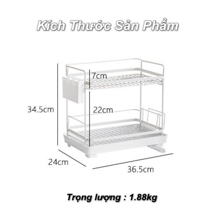 KỆ ĐỰNG CHÉN ĐĨA 2 TẦNG RÁO NƯỚC UBARA White