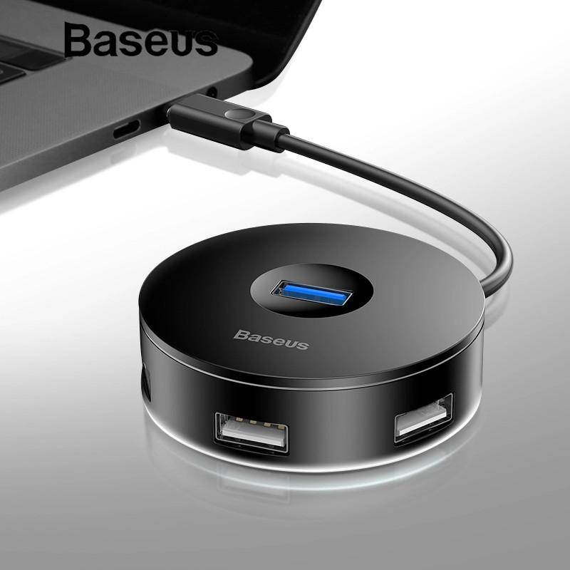 Hub chuyển cổng Type C to USB 3.0 có hỗ trợ ổ đĩa/ Hub cho Samsung/Oppo/Xiaomi- Hub Baseus Round Box 4 in 1- Hàng Chính Hãng