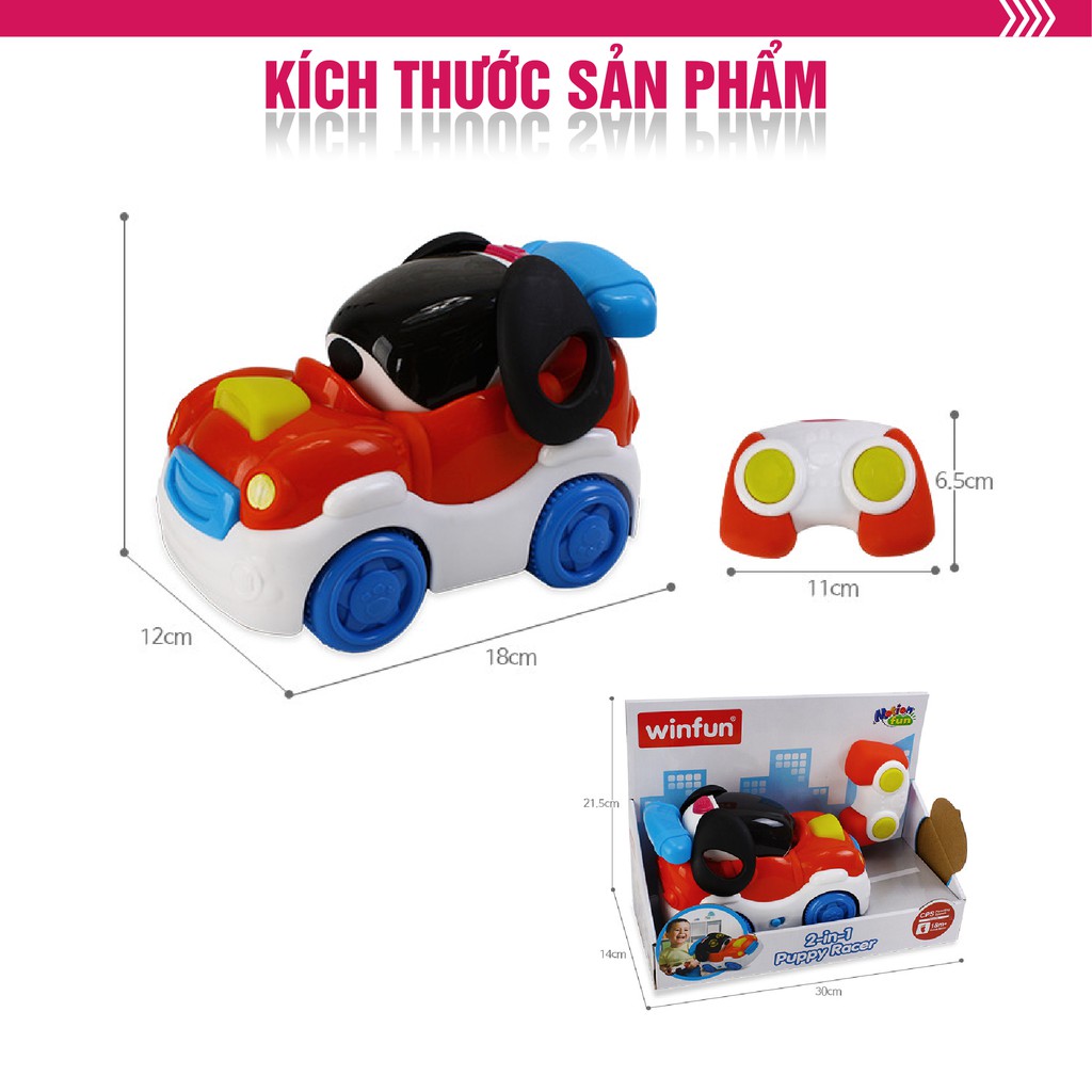 Đồ chơi ô tô điều kiển từ xa hình chú con Puppy vui nhộn lắc lư khi đi Winfun 1150 cho bé từ 2 tới 6 tuổi