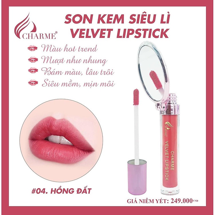 Son kem dưỡng mịn, Charme Velvet Lipstick, màu sắc hiện đại, cho nàng thêm tự tin