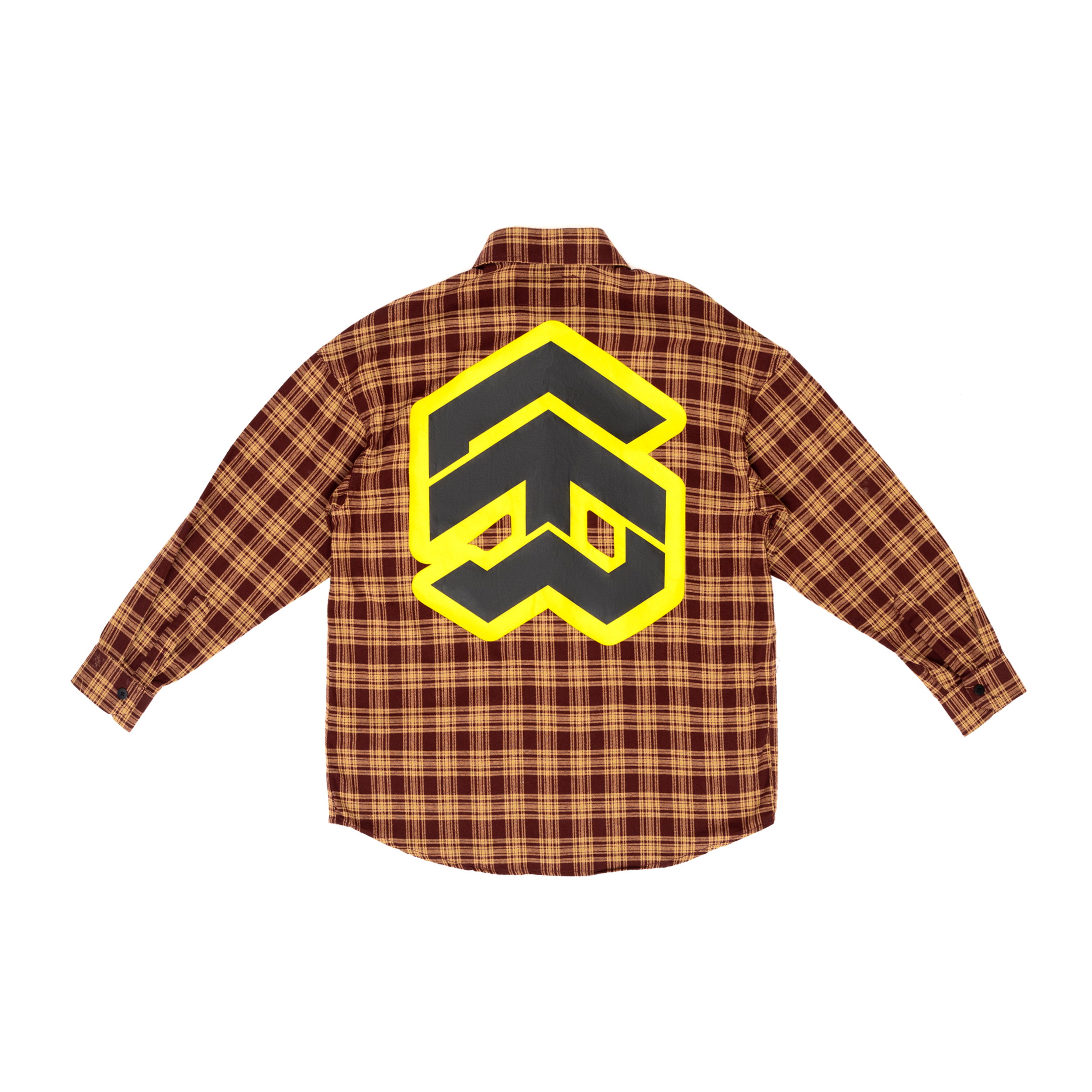 Áo Sơ Mi Flannel 5THEWAY Tay Dài Sọc Caro Nâu aka /stroke/ BIG LOGO FLANNEL SHIRT in BR/YE