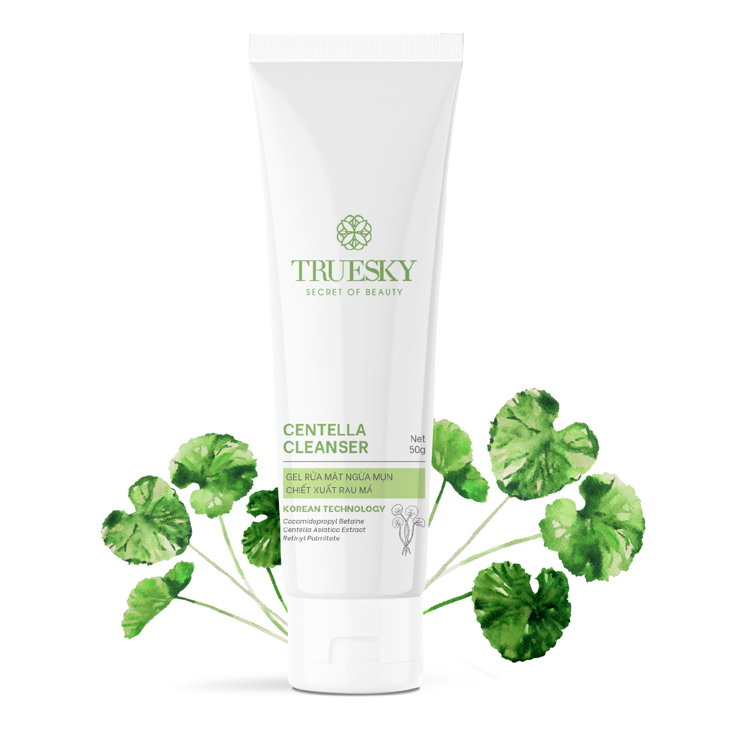 Gel rửa mặt ngăn ngừa mụn Truesky Centella Cleanser chiết xuất rau má 50g