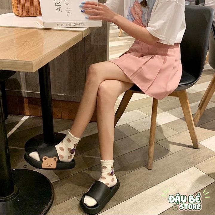 Dép lê nữ quai ngang đế bánh mì hình gấu Ulzzang xinh xắn - dép lê nữ sang chảnh,dép thời trang -DAUBE-D041
