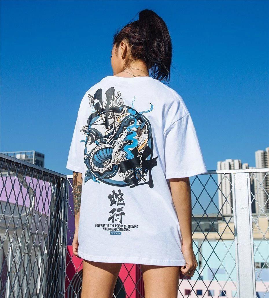 Áo phông Nam nữ thời trang đường phố Hiphop hình rắn cực chất