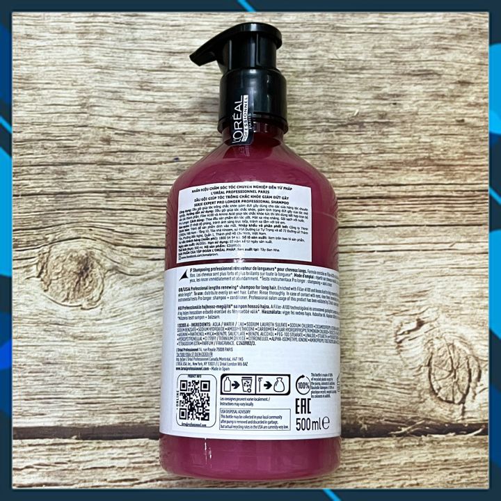 DẦU GỘI L'OREAL SERIE EXPERT PRO LONGER PROFESSIONAL LÀM DÀI GIẢM ĐỨT GÃY TÓC 500ML