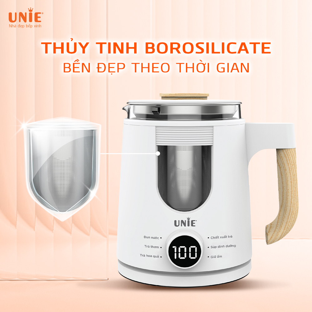 Ấm Siêu Tốc Đa Năng Cao Cấp UNIE UEK1081W Sang Trọng Tiêu Chuẩn Đức 6 Chức Năng Nấu Pha, Dung Tích 1 Lít Công Suất 1000 W  - Hàng Chính Hãng