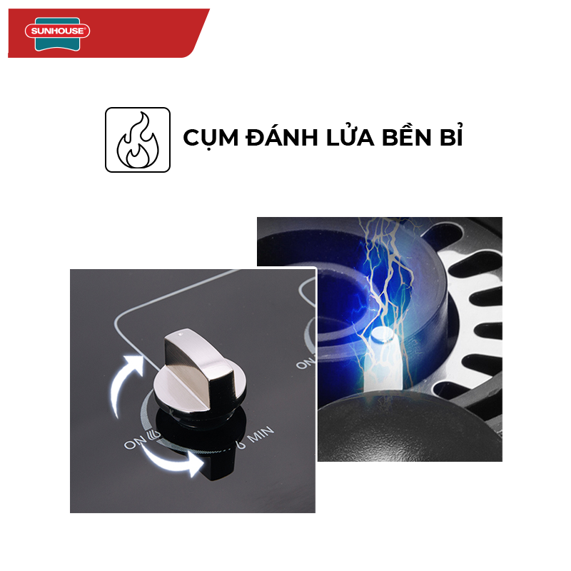 Bếp Gas Âm Đôi Mặt Kính Sunhouse SHB5546MT - Hàng Chính Hãng