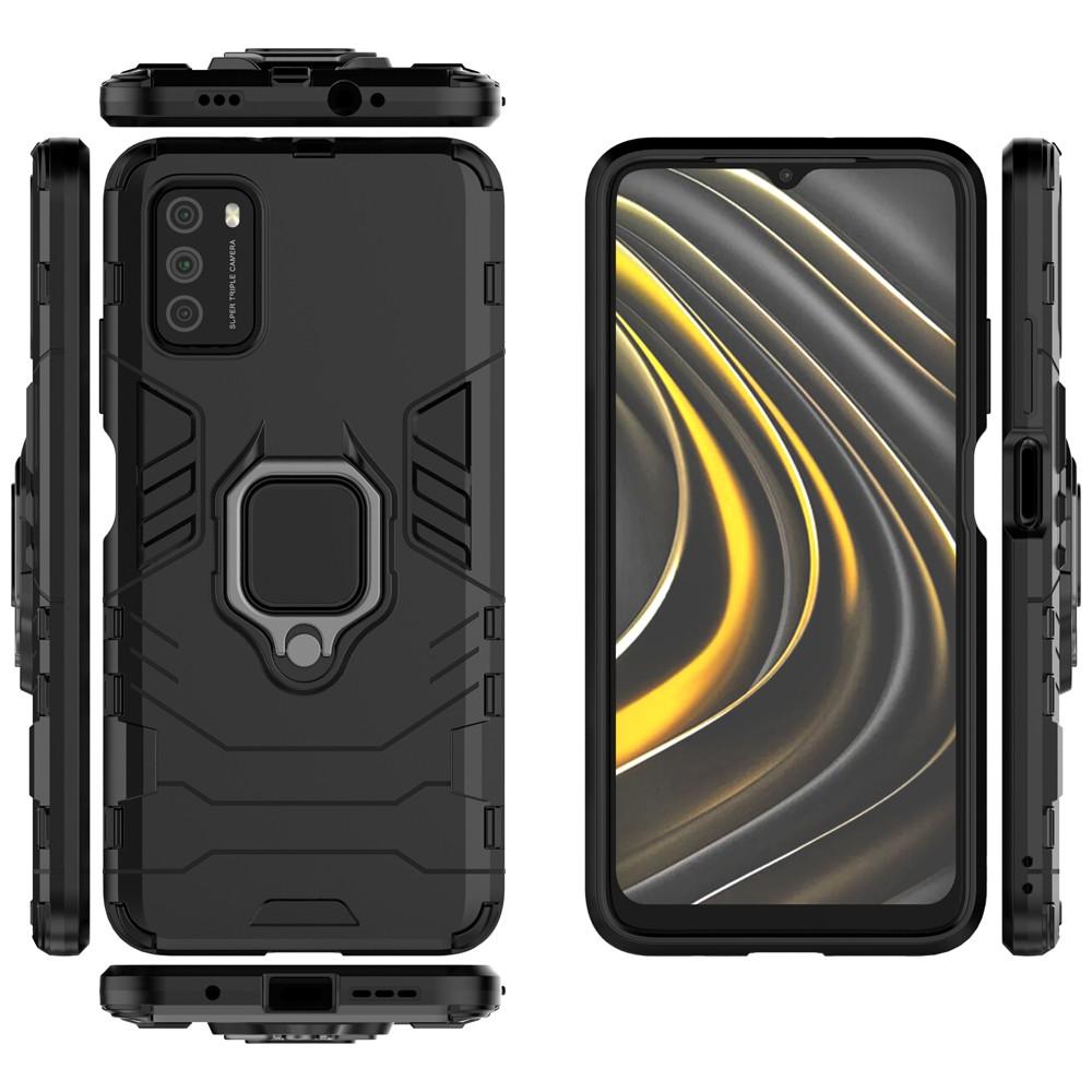 Ốp lưng cho Xiaomi Poco M3 iron man chống sốc kèm nhẫn xoay chống xem video bảo vệ camera