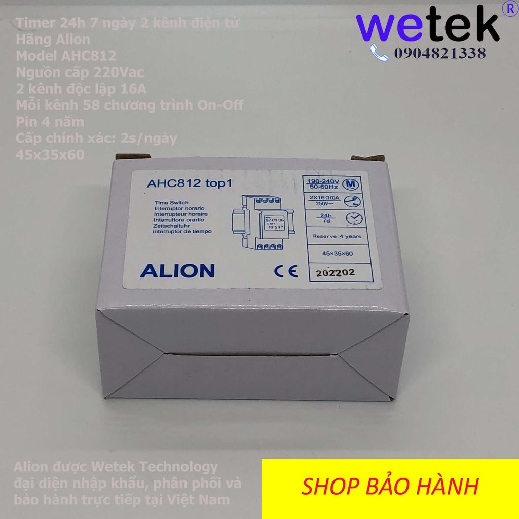 Công tắc hẹn giờ 2 kênh,  ALION AHC812, AHC-812, 230Vac, 24h, 7 ngày, 16A, 58 chương trình, rẻ nhất phân khúc cao cấp