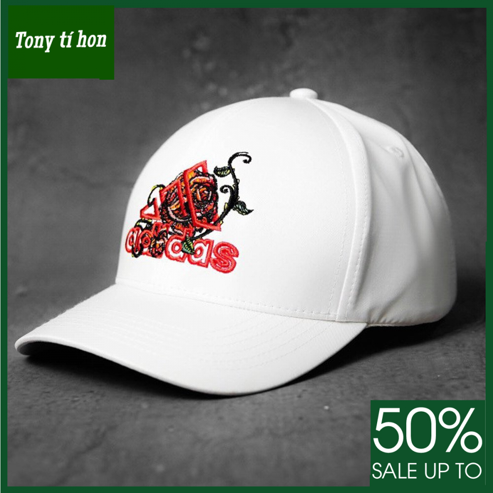 Tony tí hon - Mũ/nón kết lưỡi trai trắng hoa thời trang nam nữ cao cấp
