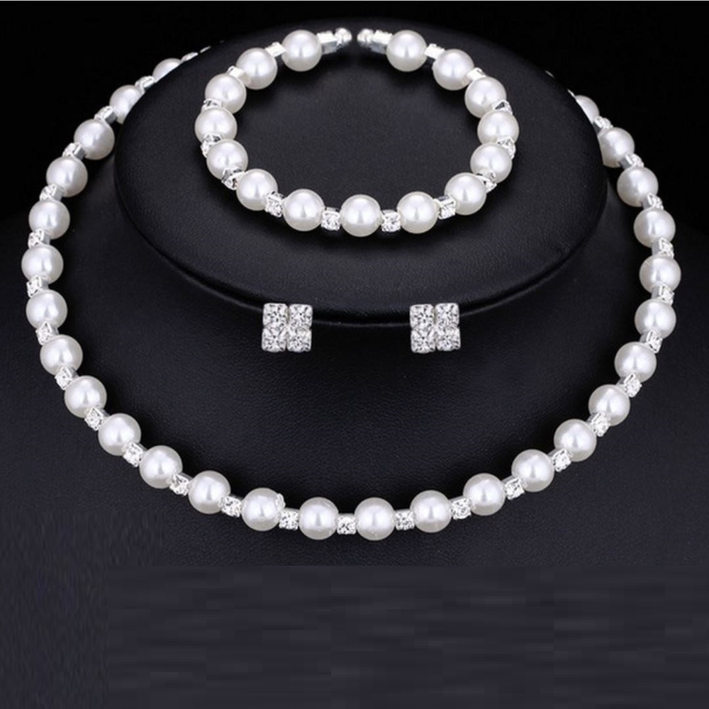 Set Trang Sức Hạt Chai Đính Đá Kiềng Vòng Tay Hoa Tai, Thiết Kế Sang Trọng, Phụ Kiện Thời Trang Kết Hợp Với Trang Phục Trong Các Sự Kiện Hay Chụp Ảnh