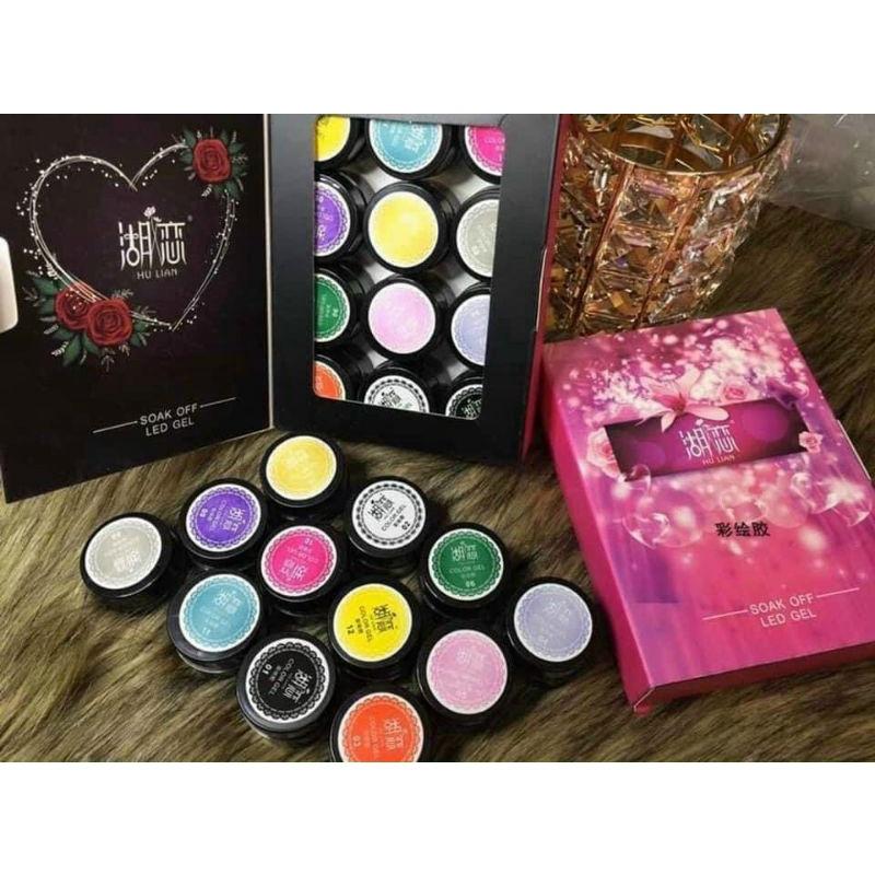 Gel vẽ hulian 12 màu, gel vẽ nổi 12 màu hulian