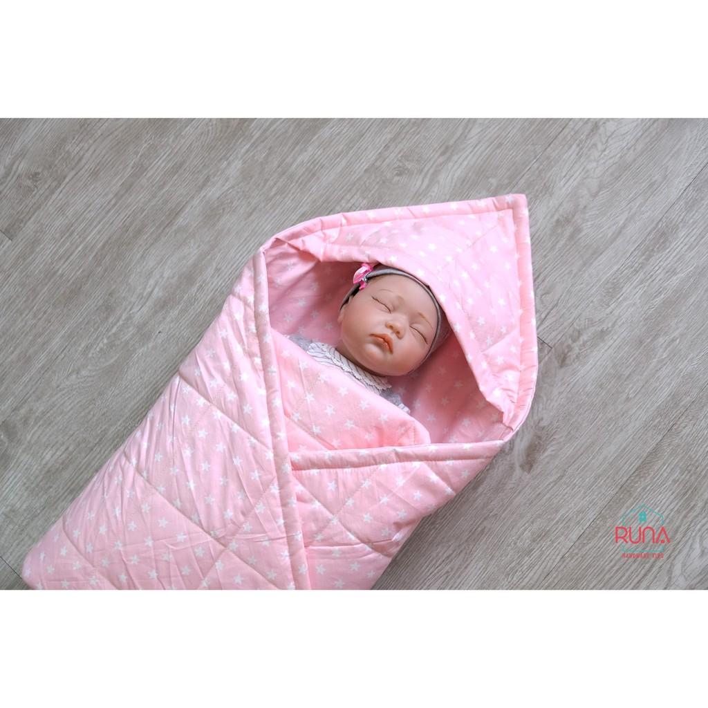 Chăn bế chần bông cho trẻ sơ sinh RUNA KIDS chất liệu Cotton Hàn 100% cao cấp, thoáng khí mềm mịn, an toàn cho bé