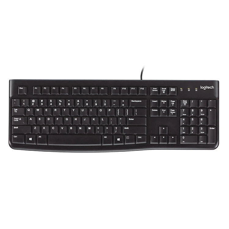 Bàn phím có dây Logitech K120 - Bền bỉ, chống tràn, có thể điều chỉnh góc độ gõ, kích thước đầy đủ có phím số - Hàng chính hãng