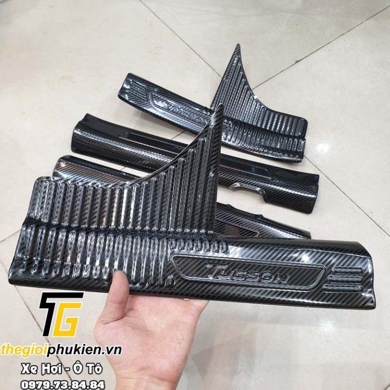 Bộ Ốp bậc cửa, Nẹp bước chân carbon, cacbon Hyundai Tucson 2022