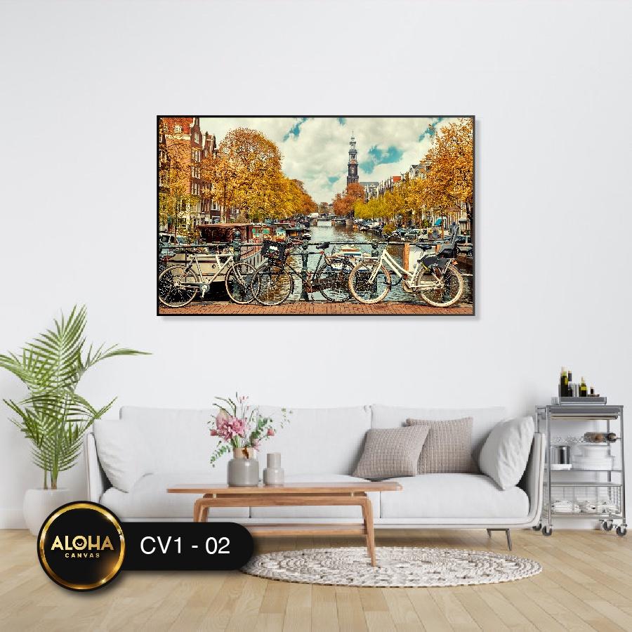 Set 5 Tấm tranh treo tường hiện đại - Tranh decor phòng khách, chất liệu Canvas nhập khẩu kèm khung tranh trang trí