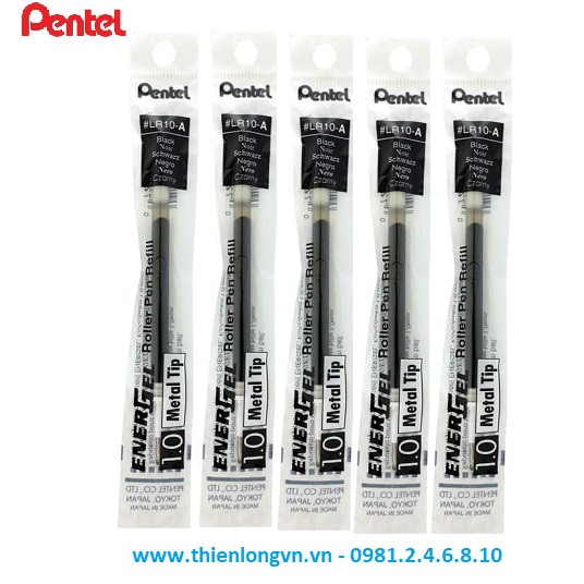 Combo 5 Ruột bút nước energel Pentel LR10 màu đen 1.0 mm