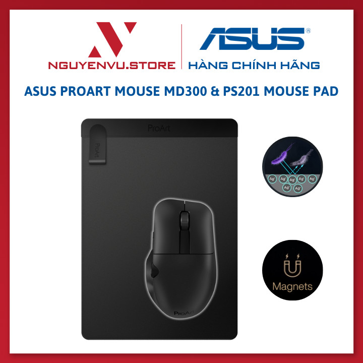 Combo Chuột không dây ASUS ProArt Mouse MD300 và Pad chuột Asus ProArt PS201 - Hàng chính hãng