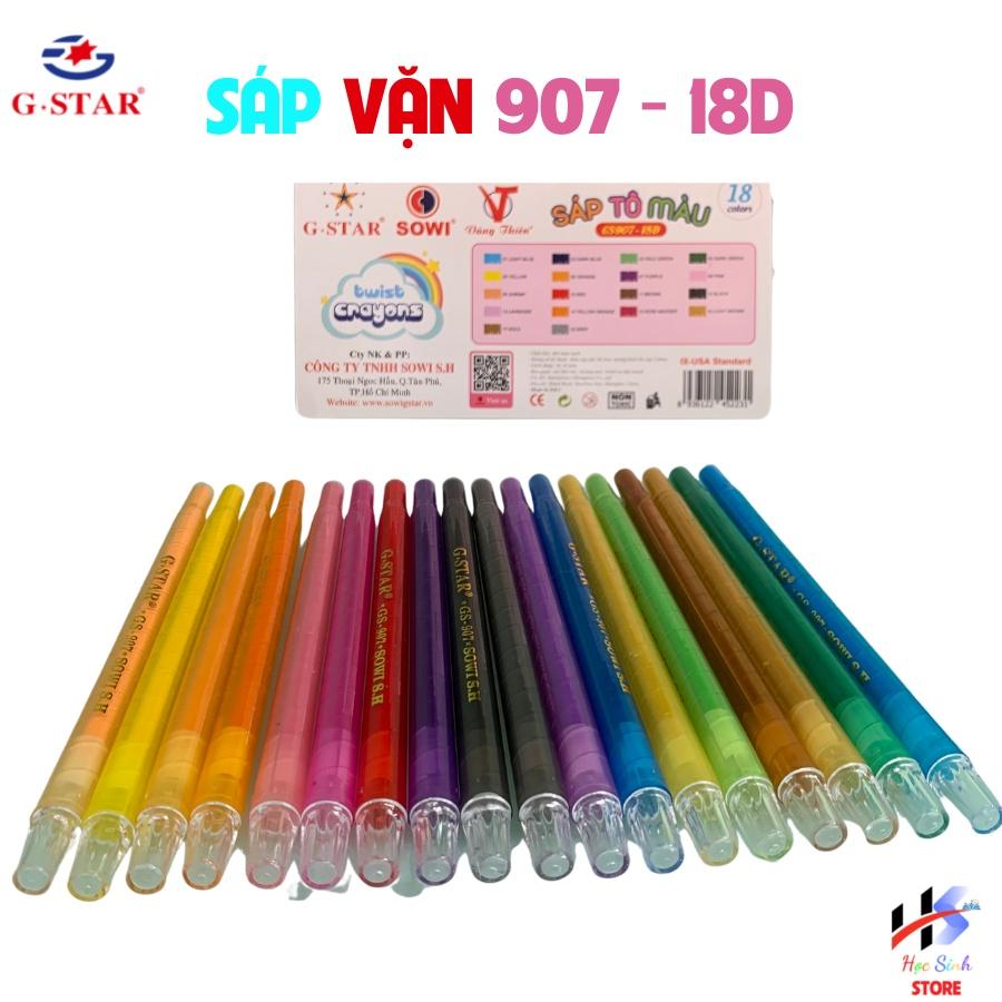 Vỉ 18 Cây Bút Sáp Vặn Tô Màu Thân Dài GS907-18D