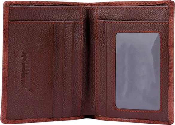 Ví Nam Da Cá Sấu Gai Lưng Kiểu Đứng Huy Hoàng HT2255 (12.5 x 10 cm) - Nâu Đỏ