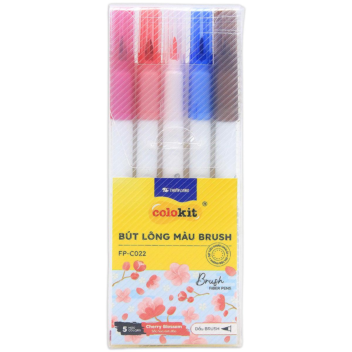 Vỉ 5 Bút Lông Màu Đầu Brush - Cherryblossom - Colokit FP-C022