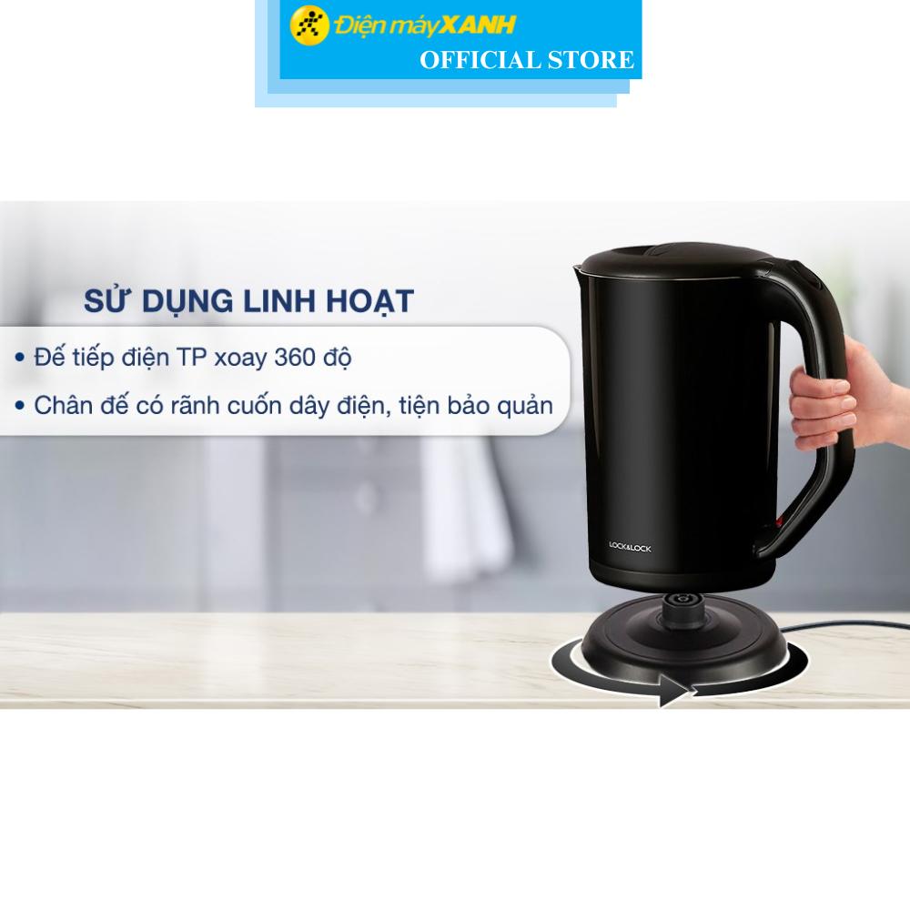 Bình đun siêu tốc Lock&amp;Lock 1.7 lít EJK738BLK - Hàng Chính Hãng