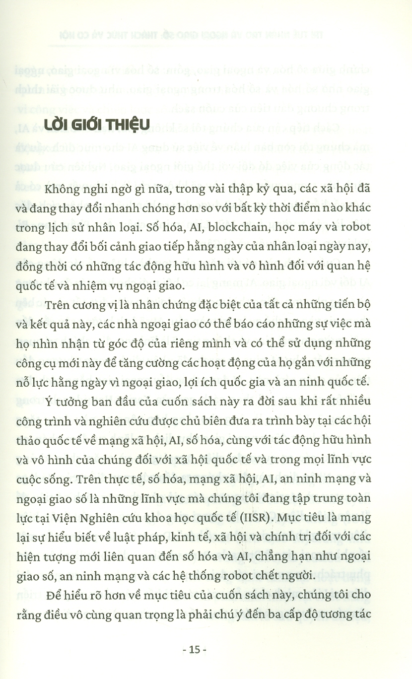 Trí Tuệ Nhân Tạo Và Ngoại Giao Số - Thách Thức Và Cơ Hội (Sách tham khảo)