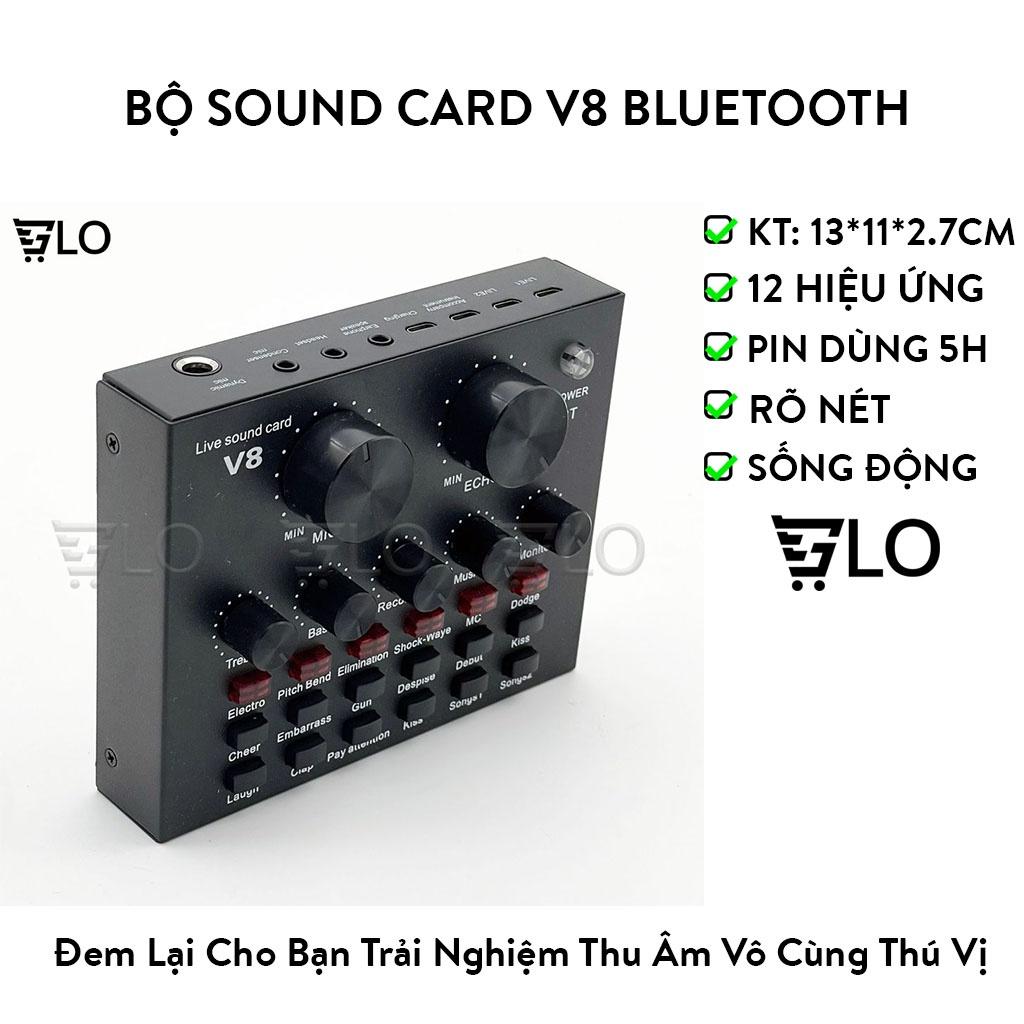 Sound Card V8 Bluetooth, Chuyên Hát Thu Âm, Livestream, Karaoke