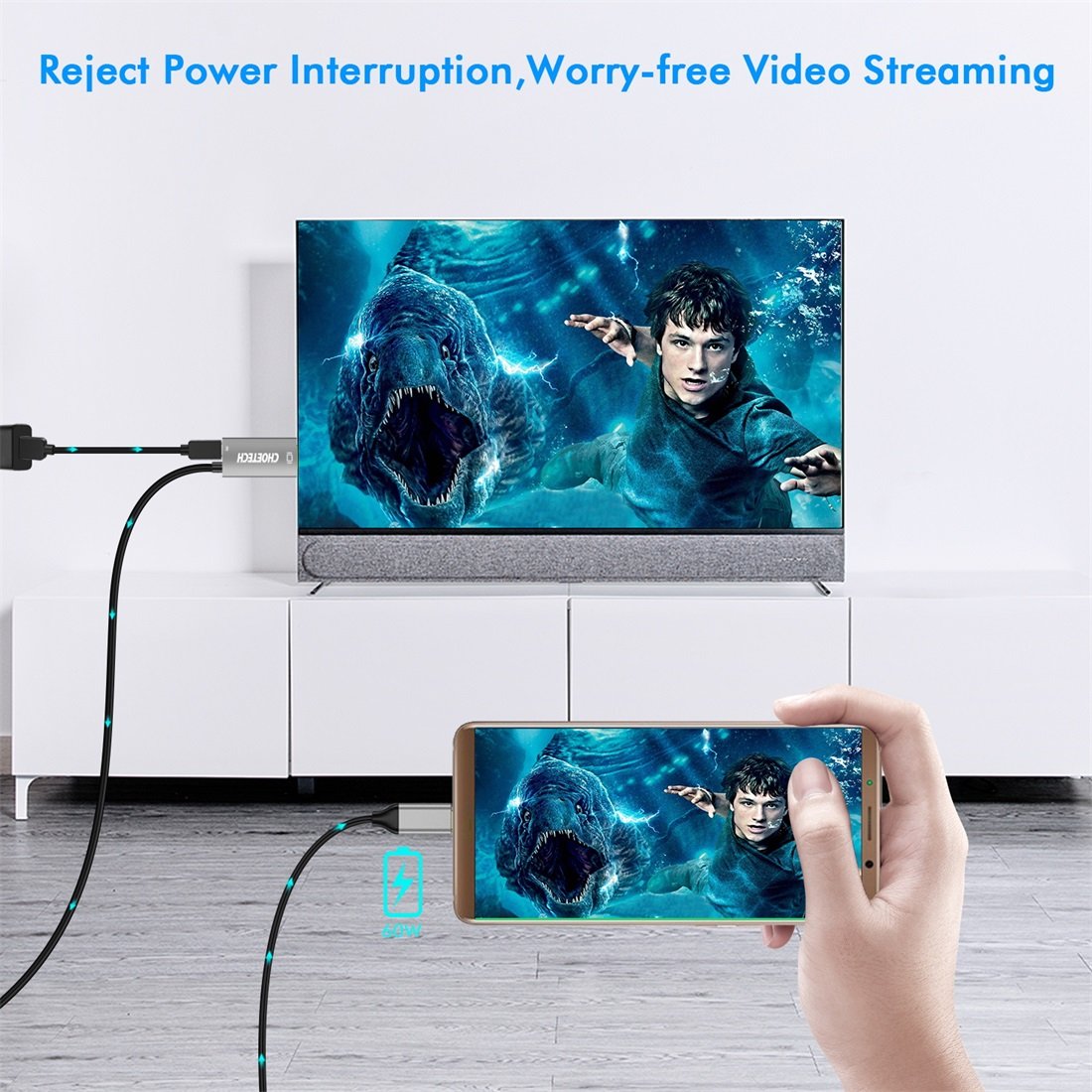 Dây cáp sạc nhanh CHOETECH M180 chia cổng đa năng PD Type-C thành cổng Type-C PD 3.0, cổng HDMI chuẩn 4k dài 180cm cho Macbook Pro / Smartphone - Hàng chính hãng