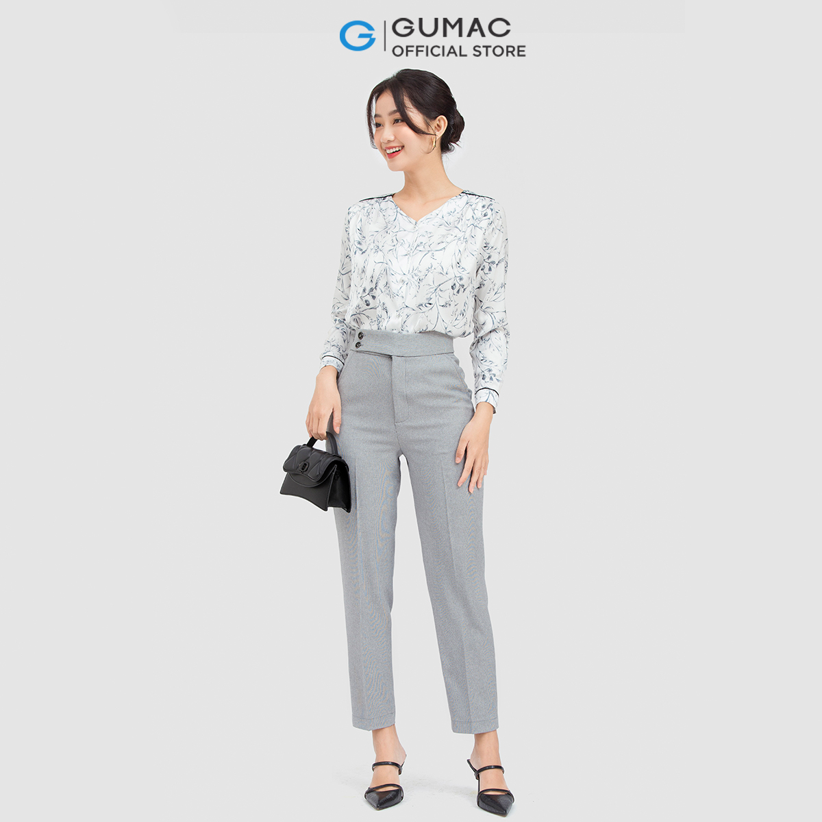 Quần tây nữ GUMAC QC06005 ống đứng 2 nút