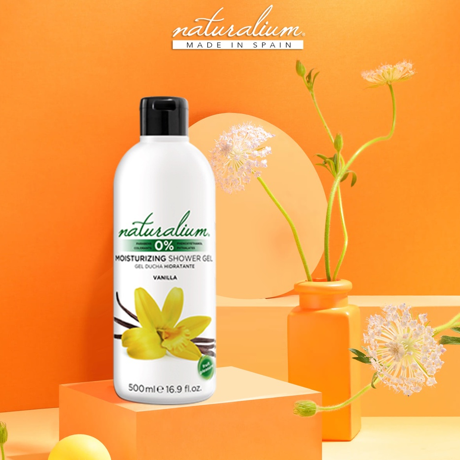 Sữa tắm dưỡng ẩm NATURALIUM hương hoa vani 500ml giúp loại bỏ bụi bẩn, dưỡng ẩm & làm sáng da