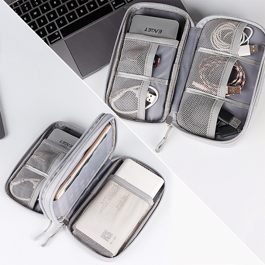 Túi Đựng Phụ Kiện Công Nghệ, Pin Sạc Dự Phòng, Điện Thoại, Cáp Sạc USB, Tai Nghe - Có Quai Cầm, Chống Nước, Nhiều Màu