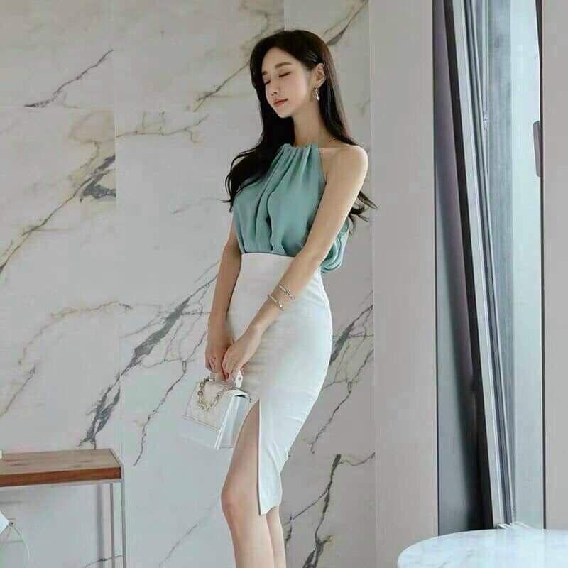 SET CHÂN VÁY BÚT CHÌ KÈM ÁO YẾM