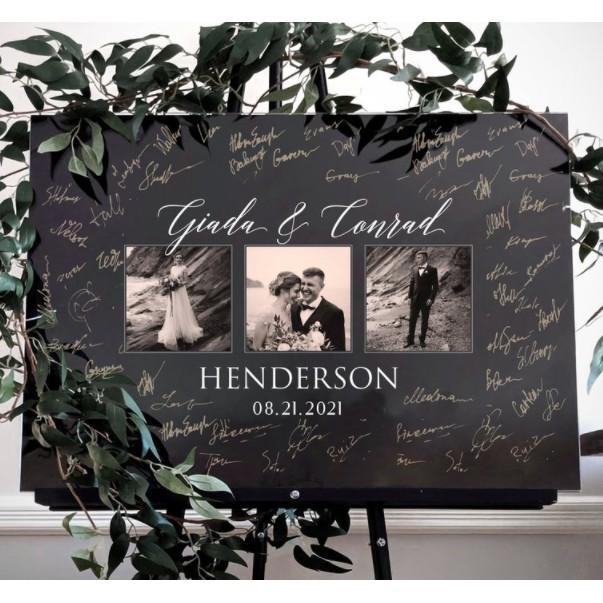 BẢNG KÝ TÊN WEDDING KHẮC TÊN KÈM HÌNH CÔ DÂU CHÚ RỂ