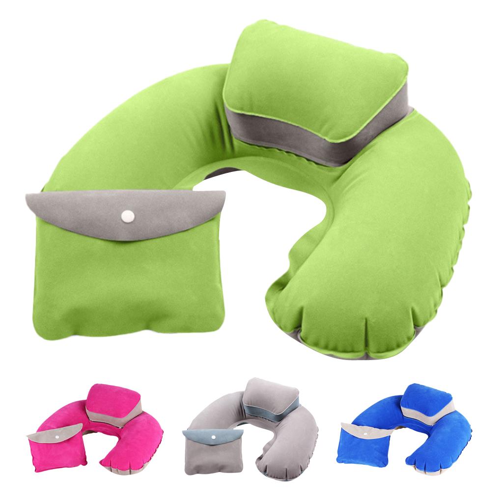 Travel Plane Inflatable U Shape Pillow Comfortable Neck Head Rest Air Soft Cushion