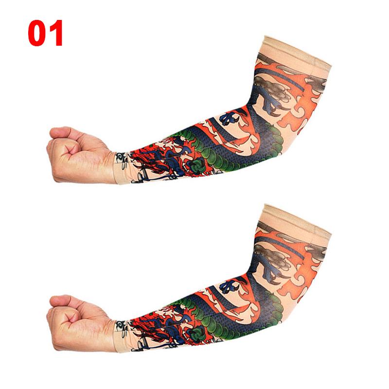 Unisex cánh tay ấm hơn bảo vệ tia cực tím khô ngoài trời tạm thời chạy cánh tay tay tay áo nylon hình xăm nylon xăm tay Color: 7 Size: One Size