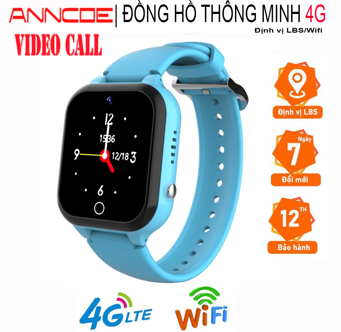 Đồng hồ thông minh trẻ em ANNCOE AC4G Gọi Video Call - Định Vị LBS+Wifi - Phiên Bản mới 1/2024- Hàng Chính Hãng