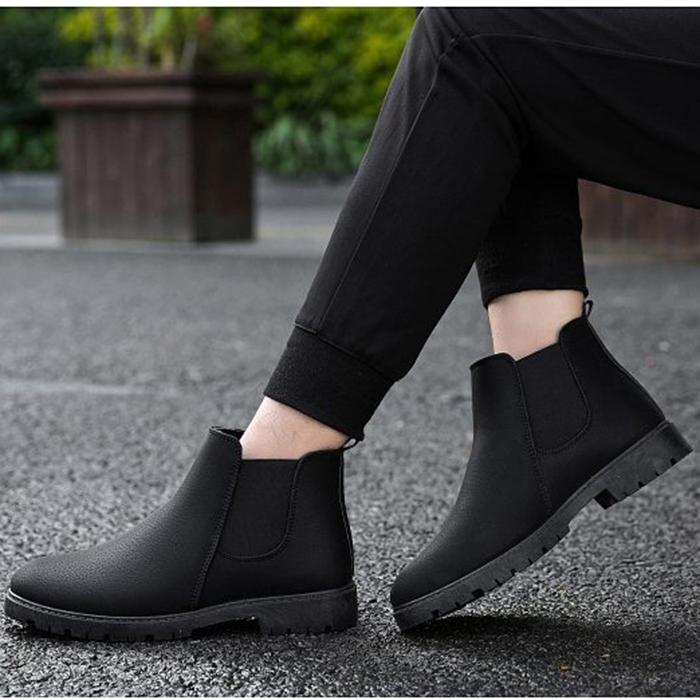 Giày boots nam cổ thấp da sần, thời trang thu đông 2020