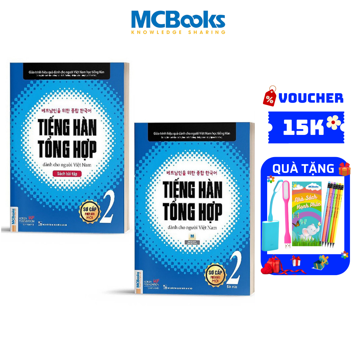 Combo Tiếng Hàn tổng hợp dành cho người Việt Nam sơ cấp 2 bản 1 màu
