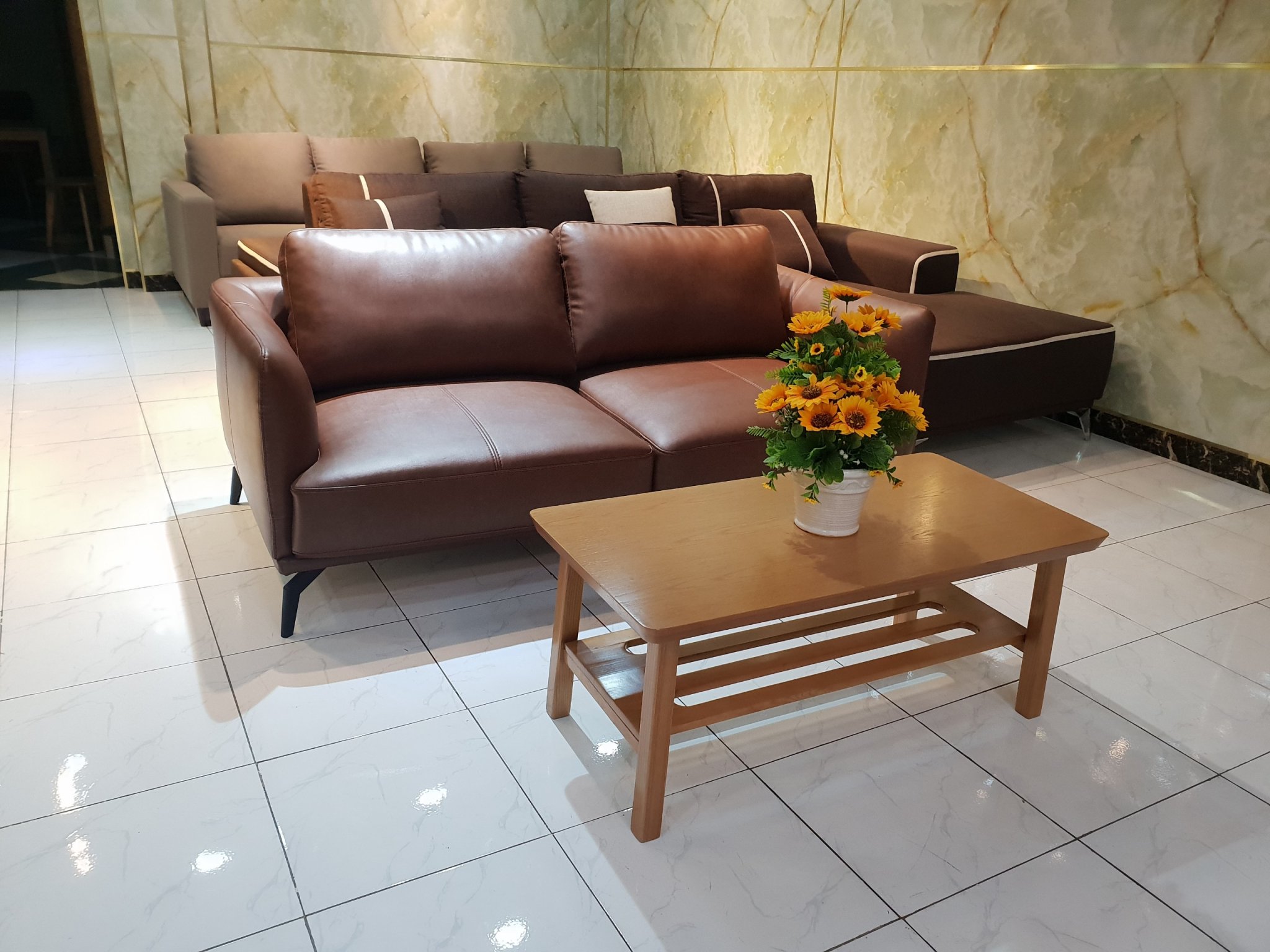 Bộ Sofa Mini Nhỏ Gọn _ Màu Nâu Mạnh Mẽ _ Hiện Đại và Sang Trọng _ Size 1800