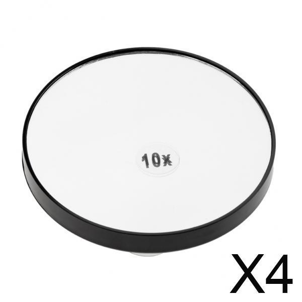 4xTravel Wall Suction Mirror 10x Magnifying for Makeup Cosmetic Bedroom Mirror Black