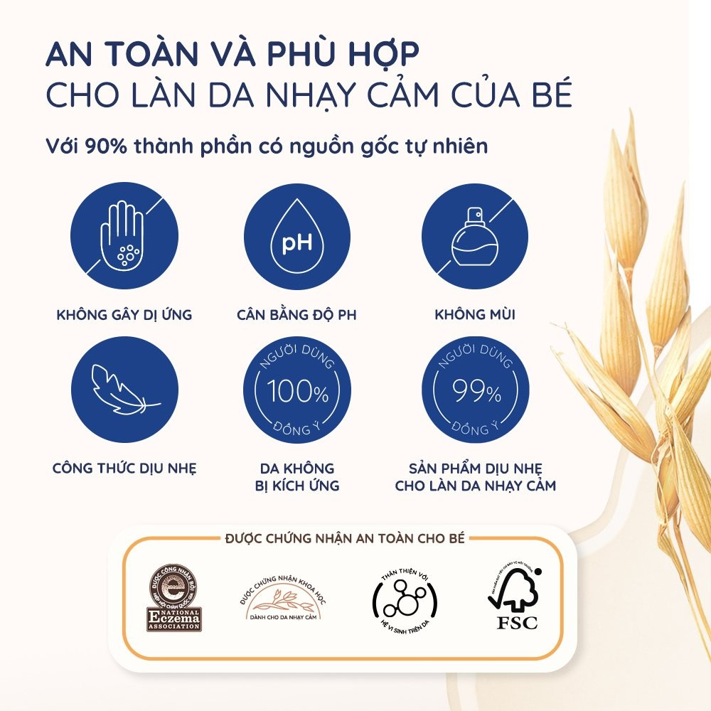 Bộ làm sạch & dưỡng ẩm dành cho em bé da nhạy cảm Aveeno Daily Moisture