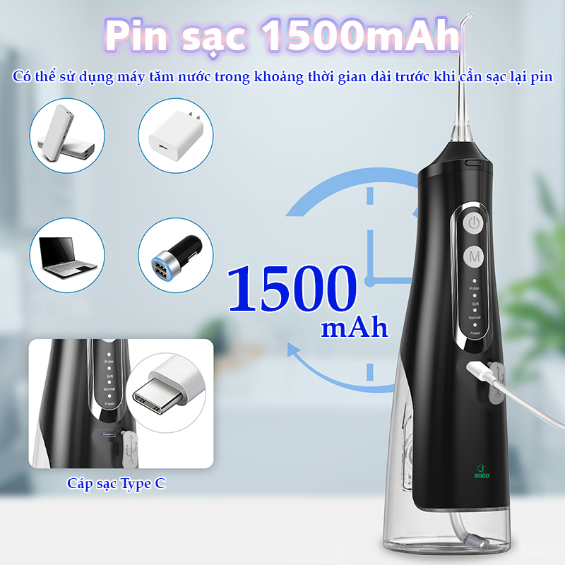 Máy Tăm Nước Cầm Tay Nikio NK-M209 - Dung Tích Lớn 360ml, Hàng Chính Hãng