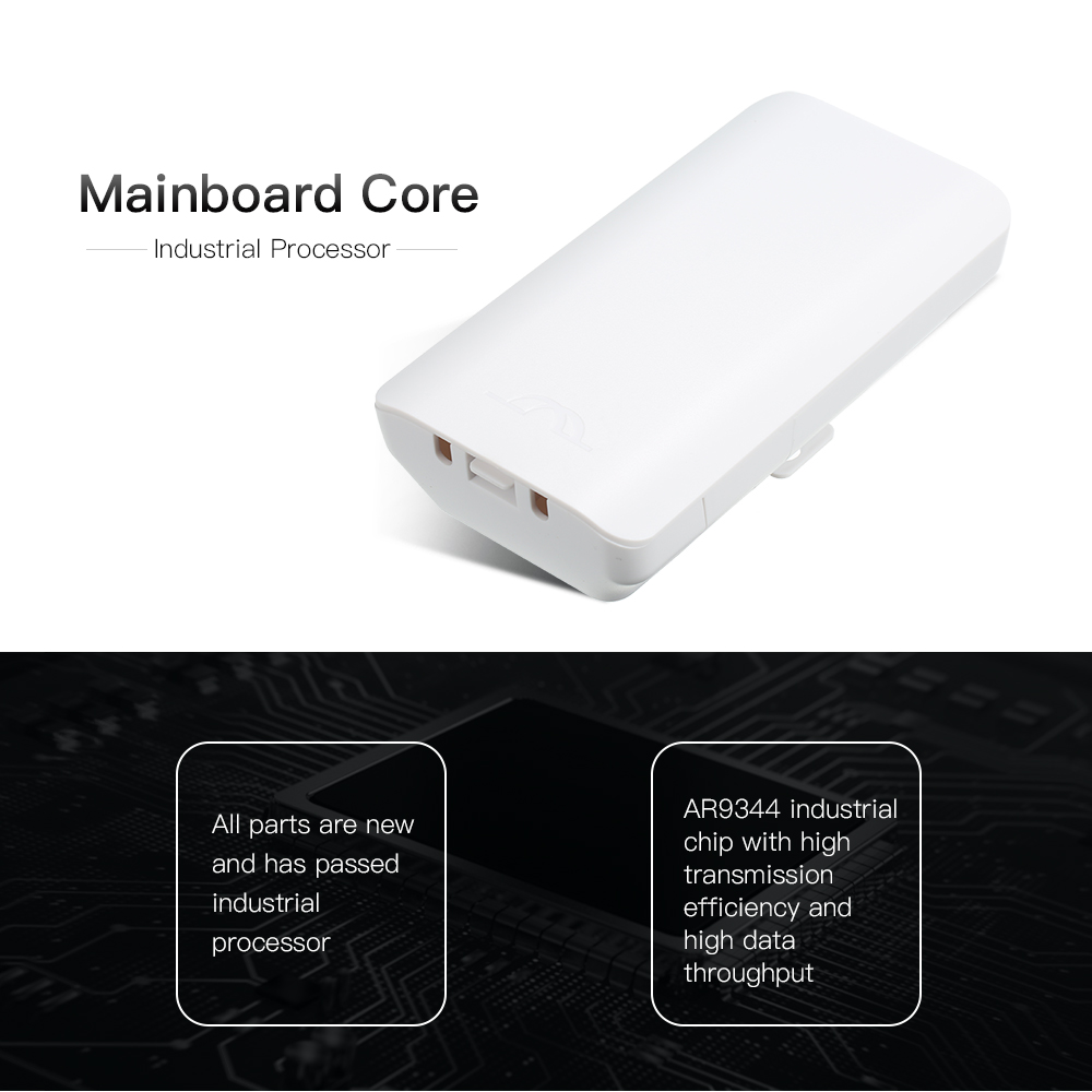 Bộ định tuyến AP ngoài trời Không dây Cầu nối mạng WDS 2KM Ăng-ten định hướng 300Mbps 5.8G 12dBi