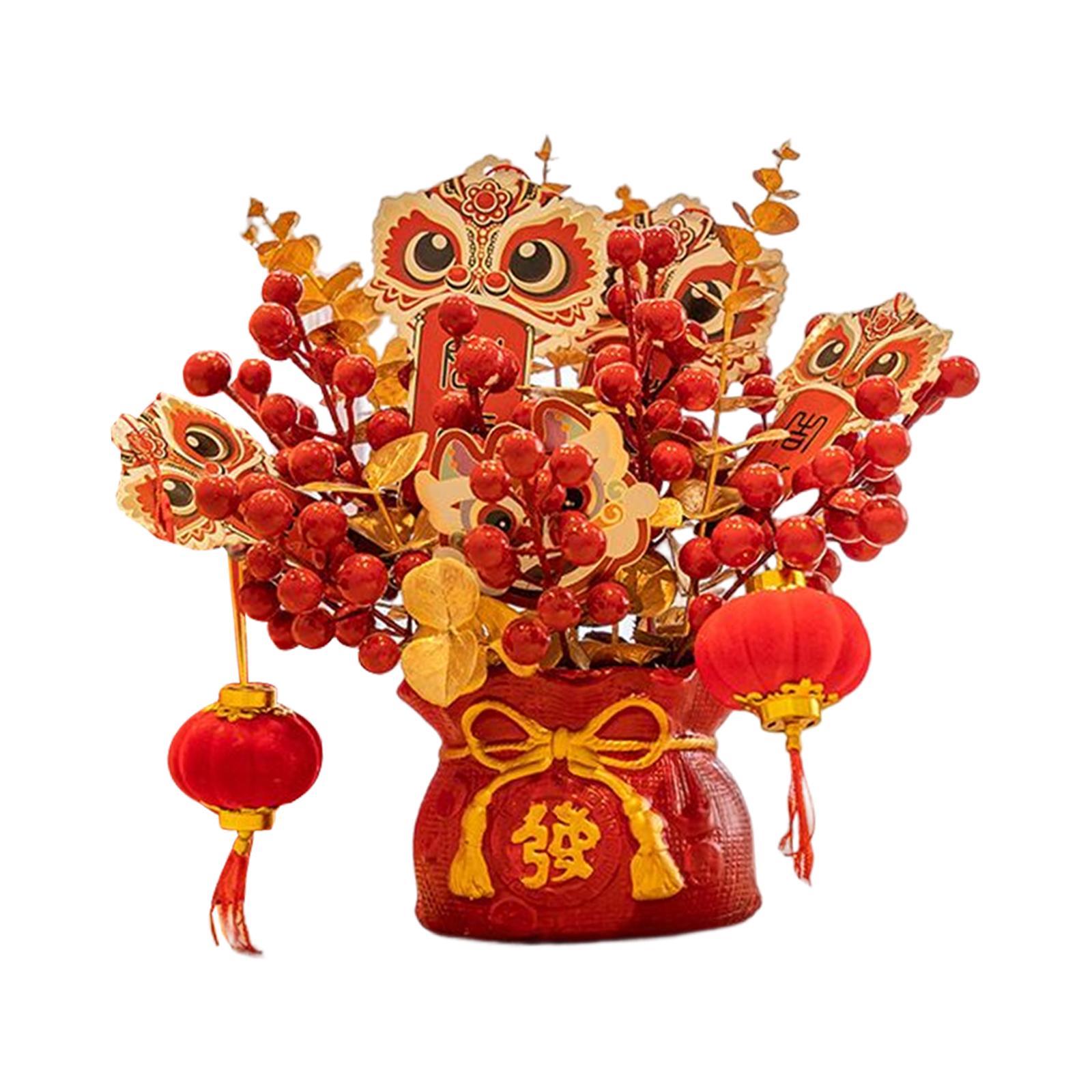 2Pcs Artificial Potted Flower Bonsai Hotel New Year  Indoor