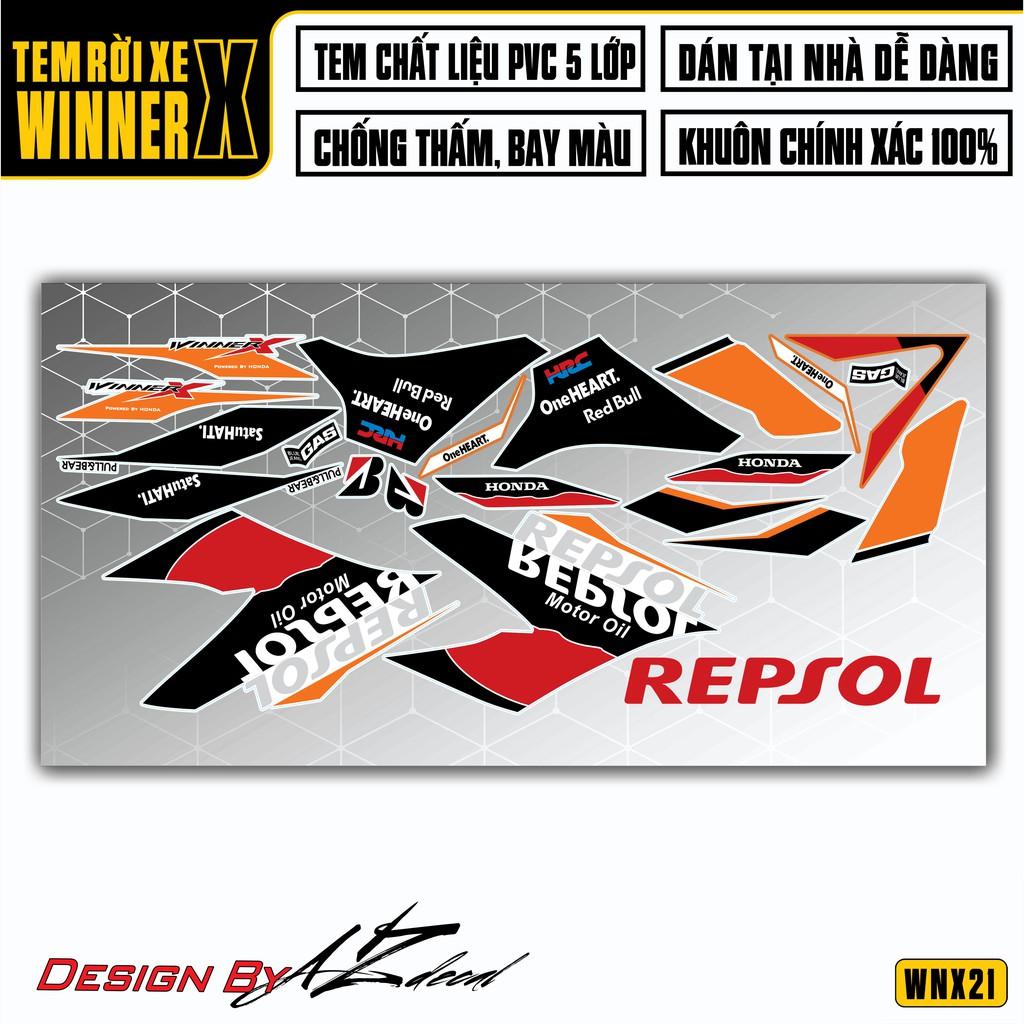 Tem Rời Dán Xe Winner X Mẫu Repsol 02 | WNX21 | Decal Chế Xe Máy Chống Nước, Chống Bay Màu, Cắt CNC Khuôn Sẵn